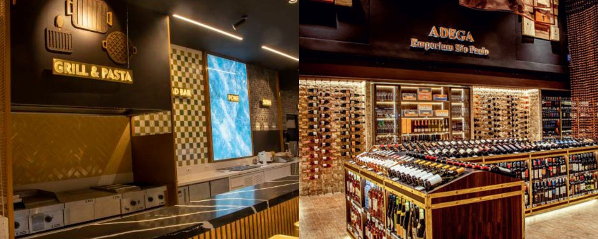 Diversos vinhos em adega de um empório em SP. 
