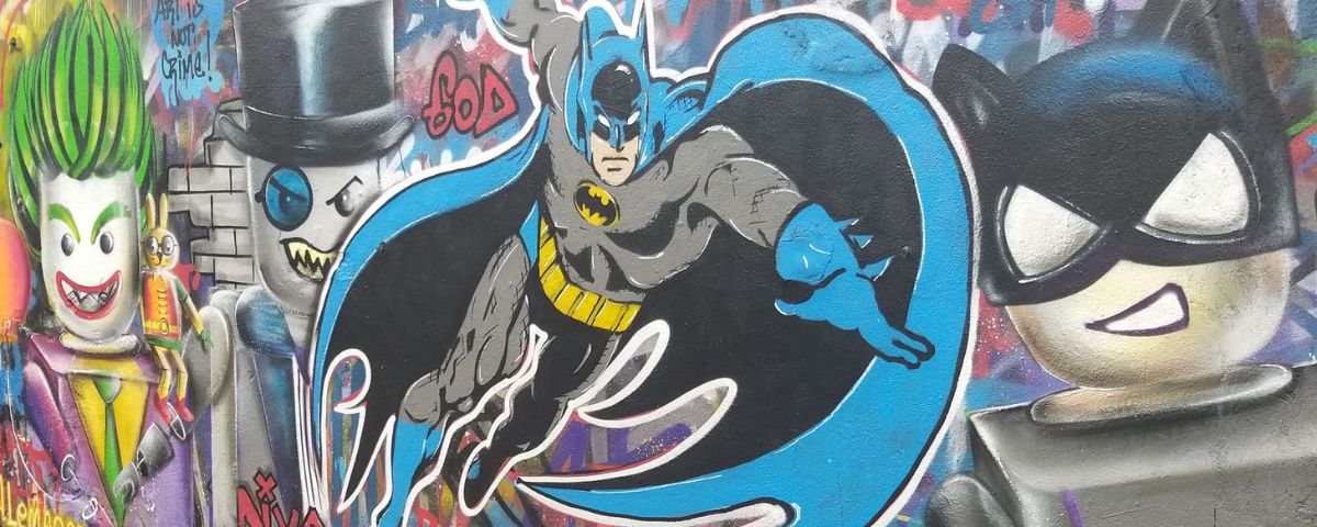 Desenho de grafite do Batman. 