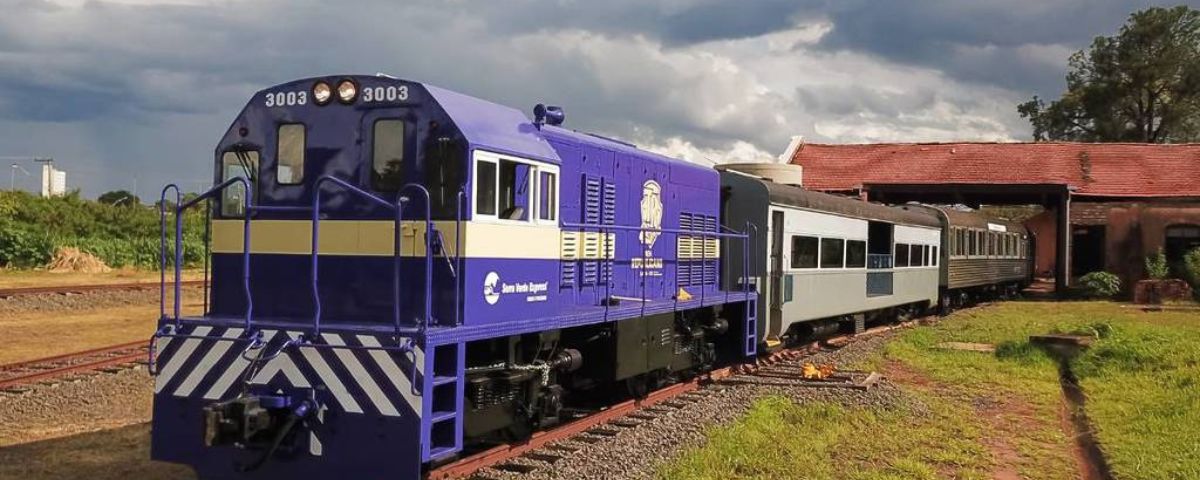 Trem republicano é roxo com branco e tem um estilo mais antigo. 