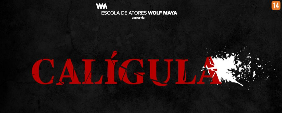 Banner do musical "Calígula" com um dos espetáculos em cartaz. 