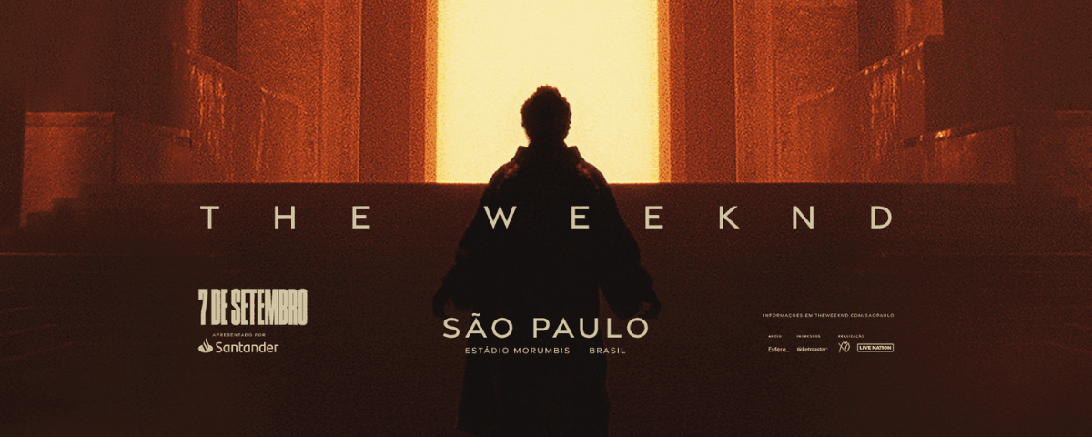 Banner do show que o artista The Weeknd vai fazer em SP, um dos eventos de música em São Paulo.