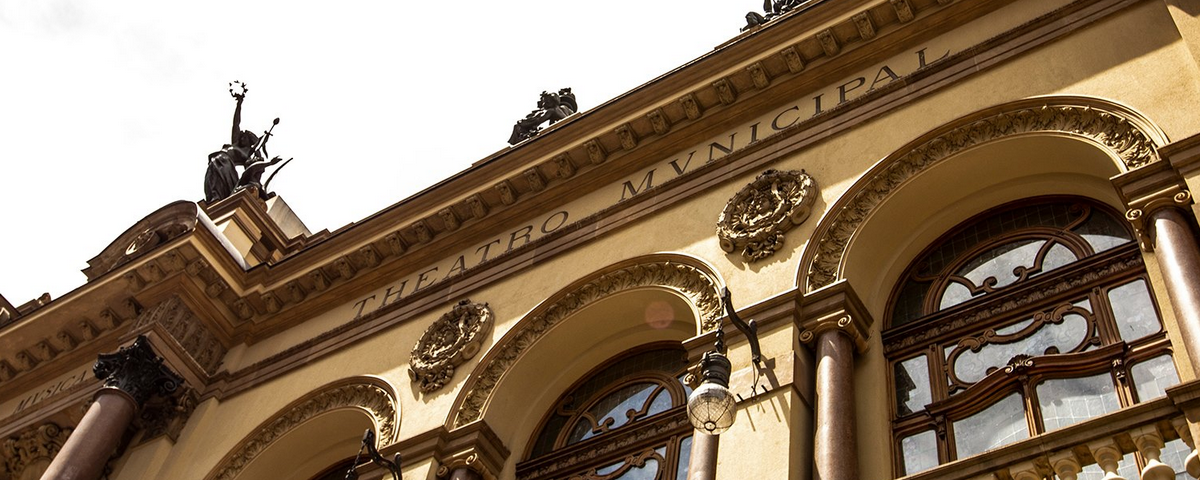 Pedaço da fachada do Theatro Municipal de SP. 