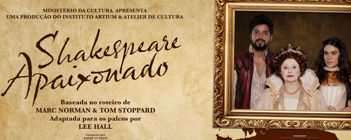 Banner do musical Shakespeare Apaixonado. 