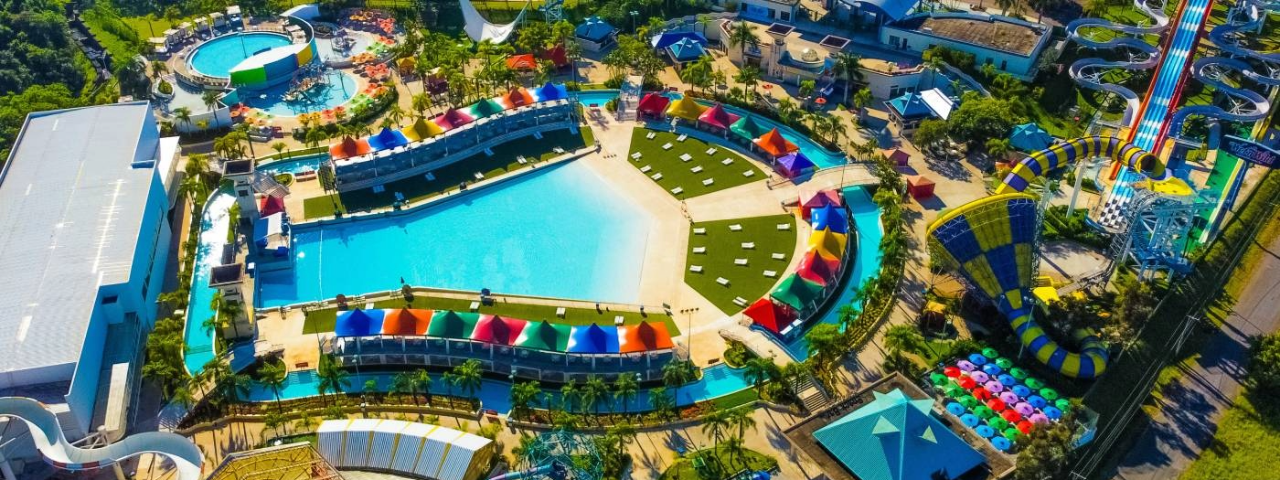 A imagem aérea mostra todo o complexo do parque aquático Wet'n Wild