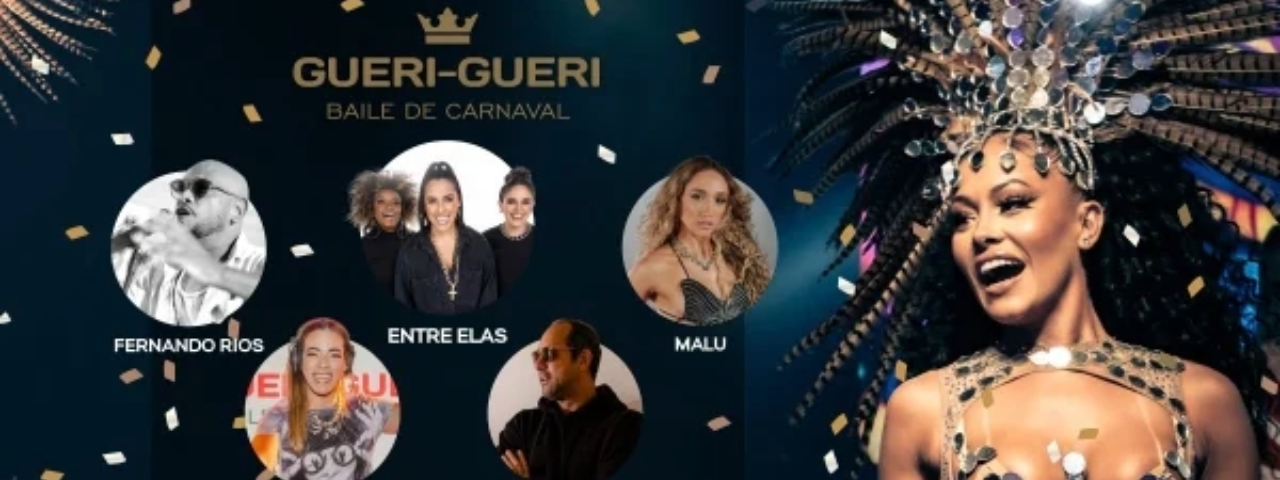 A imagem mostra o banner de divulgação do evento Gueri-Gueri com os artistas que irão se apresentar