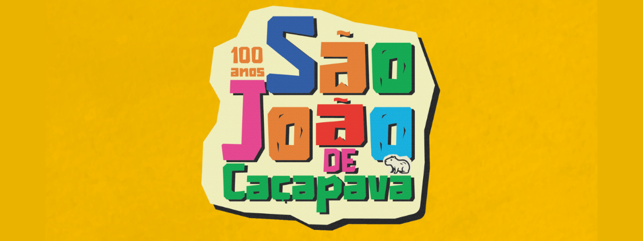 Banner comemorativo dos 100 anos da Festa de São João de Caçapava, um tradicional evento do interior em junho