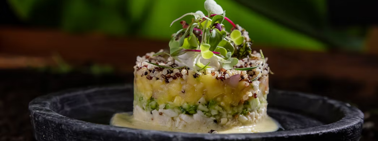 Prato da culinária vegetariana do restaurante Banana Verde, localizado em São Paulo