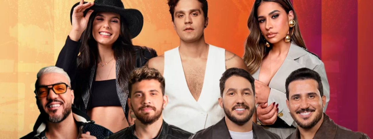 Banner de divulgação dos artistas que se apresentarão no Farraial 2025, um festival cheio de música e diversão