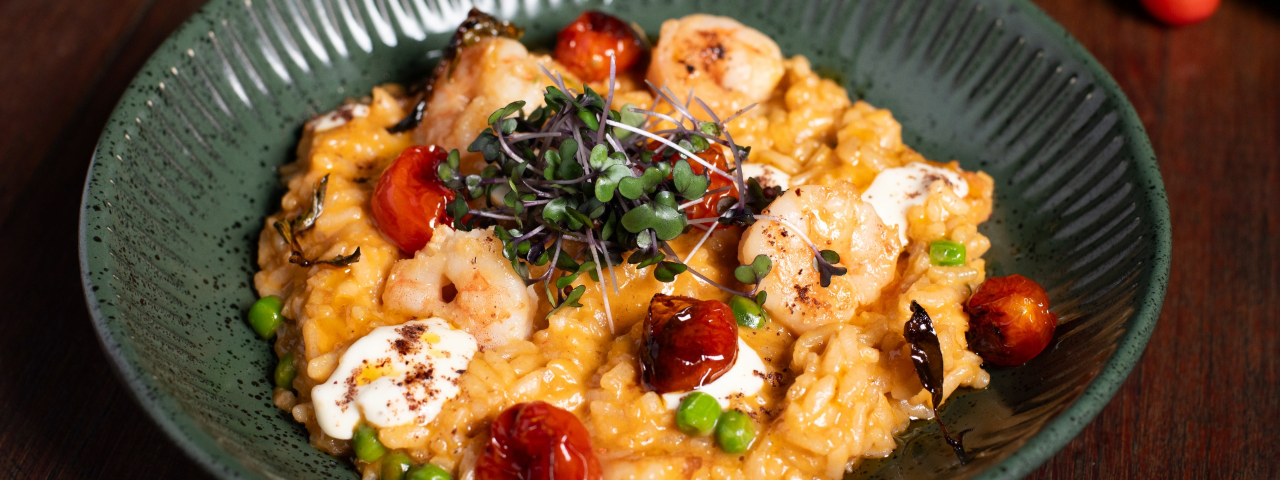 Prato de Risoto de camarão, cremoso e aromático, disponível no menu especial do Restaurant Week
