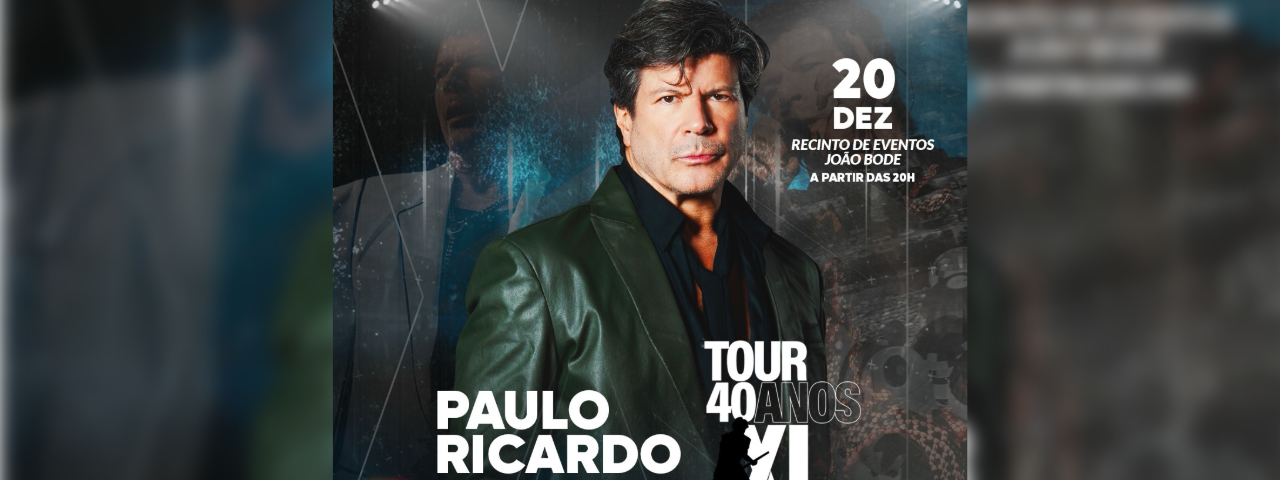 Banner de divulgação do Night Glow, com balões iluminados, e o show de Paulo Ricardo