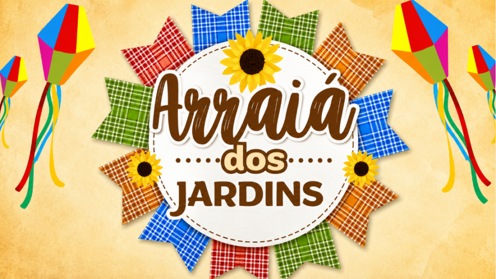 Cartaz do Arraiá dos Jardins durante as festas juninas em São Paulo