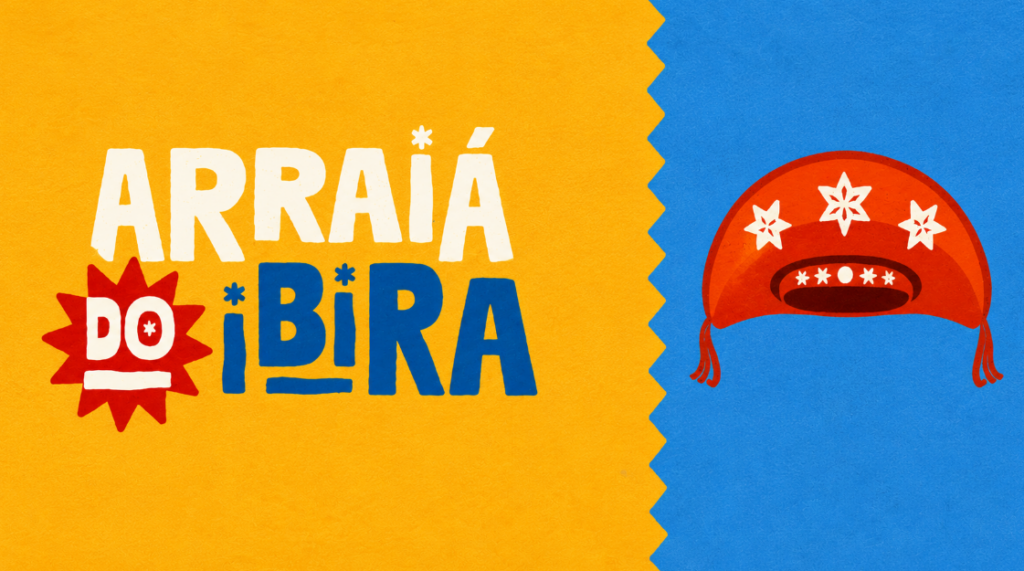 Cartaz do Arraiá do Ibira durante as festas juninas em São Paulo